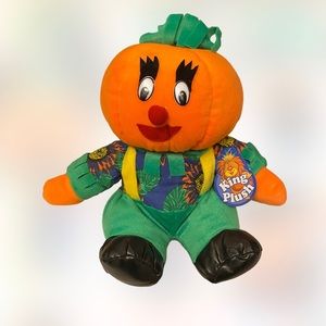 VTG 2002 king plush chubby overstuffed girl pumpkin NWT Halloween